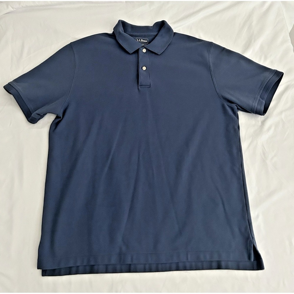 L.L.Bean Traditional Fit Blue Polo Shirt Men's Large Regular Short Sleeve Preppy